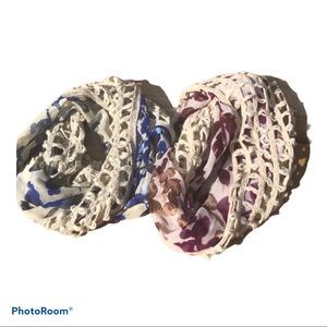 Bundle of 2 Scarves with Crocheted Details
